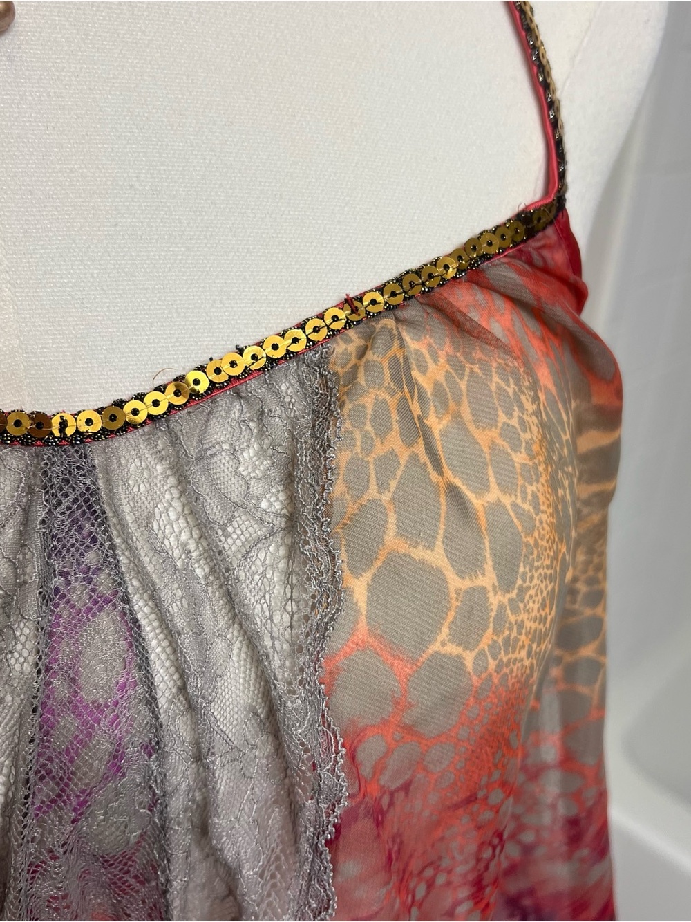 Free People orange purple gray boho butterfly leopard sheer flowy tank top fairy - Picture 5 of 7